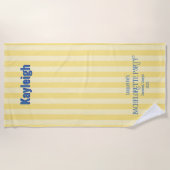 Yellow Coastal Strip Bachelorette Strandtuch (Vorderseite)