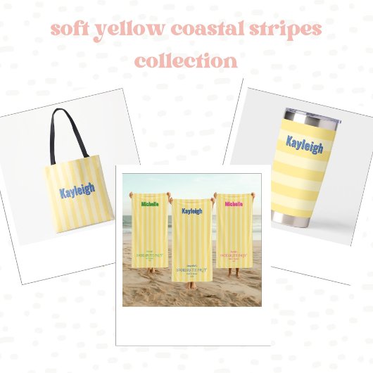 Yellow Coastal Strip Bachelorette Strandtuch