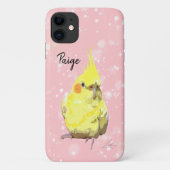 Yellow Cockatiel Bird Modern Art Pink Case-Mate iPhone Hülle (Rückseite)