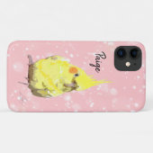 Yellow Cockatiel Bird Modern Art Pink Case-Mate iPhone Hülle (Rückseite (Horizontal))