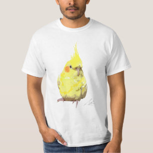 Yellow Cockatiel Bird Moderne Kunst T-Shirt