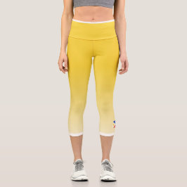 Yellow Color Gradient with Philippines Flag Capri Leggings