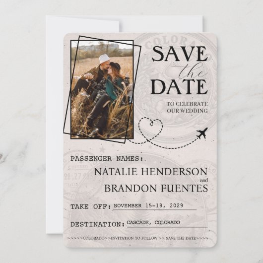Yellow Colorado Passport Save the Date (Rückseite)