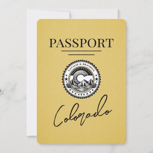 Yellow Colorado Passport Save the Date (Vorderseite)