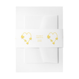 Yellow Colored Butterfly Heart Design Wedding Einladungsbanderole