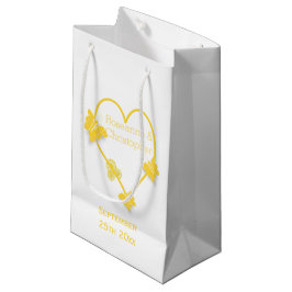 Yellow Colored Butterfly Heart Design Wedding Kleine Geschenktüte