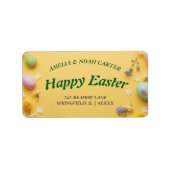 Yellow colorful  Easter BRUNCH & HUNT Adressaufkleber (Vorne)