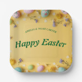 Yellow colorful  Easter BRUNCH & HUNT Pappteller (Vorderseite)