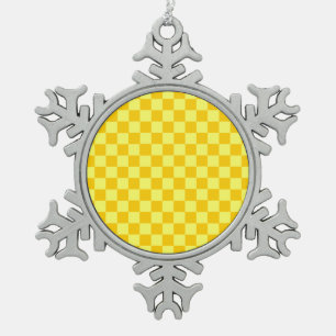 Yellow Combination Checkerboard von ShirleyTaylor Schneeflocken Zinn-Ornament
