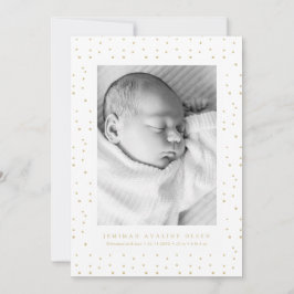 Yellow Confetti Baby Birth Announcement Photo Card Ankündigung