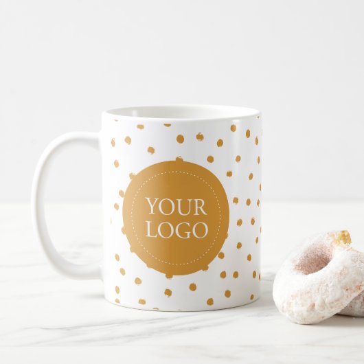 Yellow Confetti Minimal Business Logo Custom Kaffeetasse (Mit Donut)