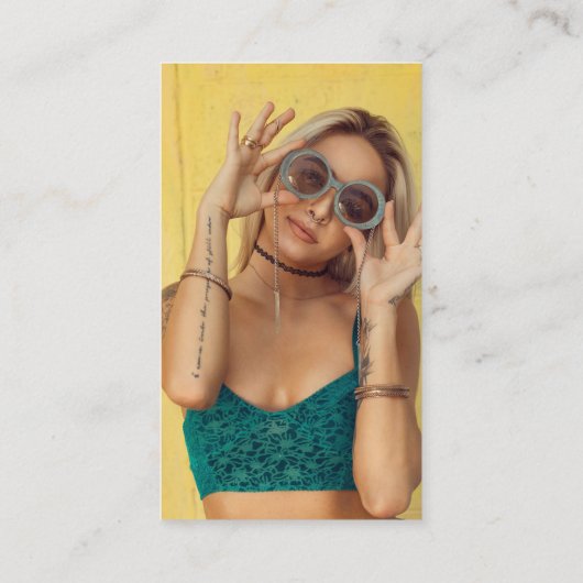 Yellow Connect mit US Social Media QR Code Foto Visitenkarte (Rückseite)