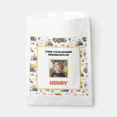 Yellow Construction Trucks Boy Birthday Thank You Geschenktütchen (Vorderseite)