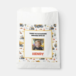 Yellow Construction Trucks Boy Birthday Thank You Geschenktütchen