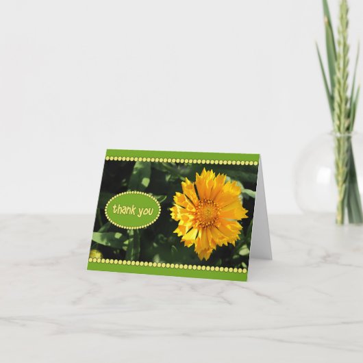 Yellow Coreopsis Blume Danke Karte (Vorderseite)