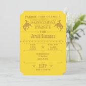 Yellow Cowboy Rodeo Geburtstagsparty Einladung (Stehend Vorderseite)