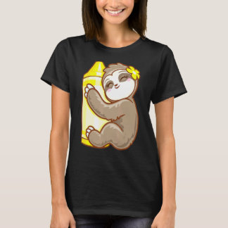 Yellow Crayon Coloring Sloth Girls T-Shirt