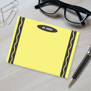 Yellow Crayon Teacher School Student Klasse Post-it Klebezettel
