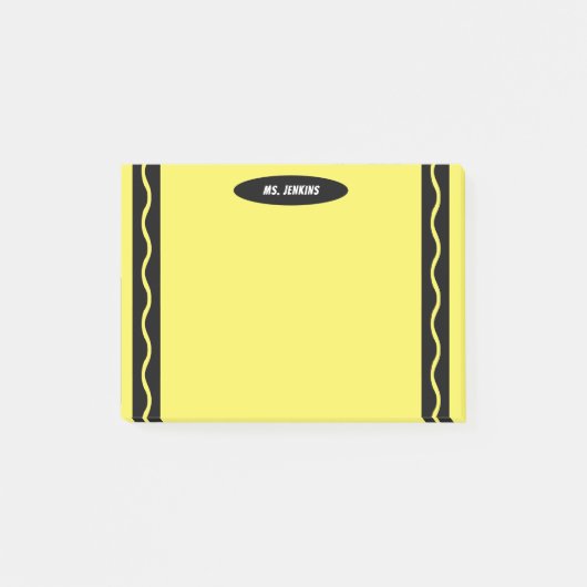Yellow Crayon Teacher School Student Klasse Post-it Klebezettel (Vorderseite)