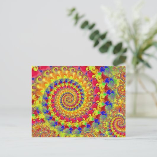 Yellow Crazy Fraktal Postkarte (Stehend Vorderseite)