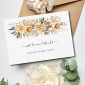 Yellow Cream Beige Floral Botanical Boho Wedding Dankeskarte