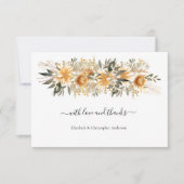 Yellow Cream Beige Floral Botanical Boho Wedding Dankeskarte (Vorderseite)