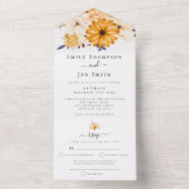 Yellow Cream Florals Gastadressen Wedding All In One Einladung (Innen Boden)