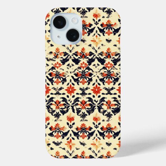 Yellow Cream Folk Muster Case-Mate iPhone Hülle (Rückseite)