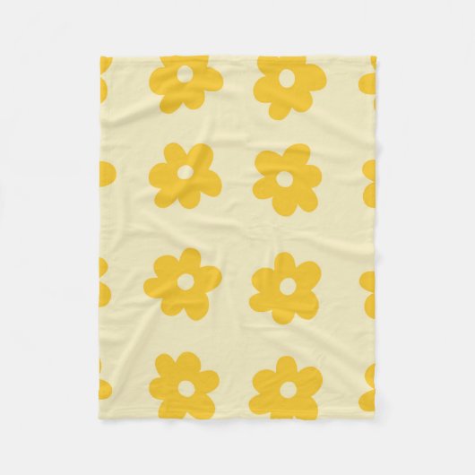 Yellow Cream Tropical Floral Botanic Summer Fleecedecke (Vorderseite)