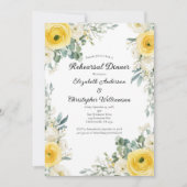 Yellow Cream Watercolor Florals Rehearsal Dinner Einladung (Vorderseite)