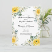 Yellow Cream Watercolor Florals Rehearsal Dinner Einladung (Stehend Vorderseite)