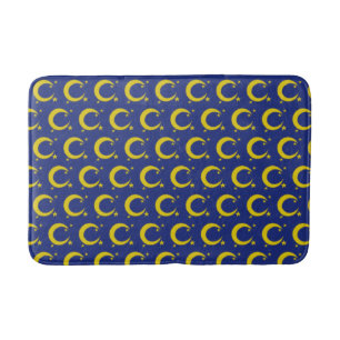 Yellow Crescent Moon Blue Night Sky Star Astronomi Badematte