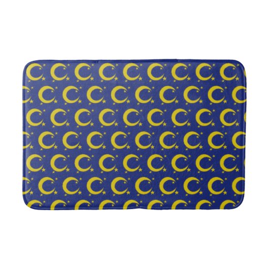 Yellow Crescent Moon Blue Night Sky Star Astronomi Badematte (Vorderseite)