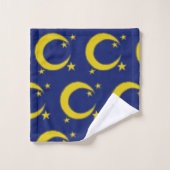 Yellow Crescent Moon Blue Night Sky Star Astronomi Badhandtuch Set (Waschlappen)