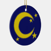 Yellow Crescent Moon Blue Night Sky Star Astronomi Keramik Ornament (Rechts)