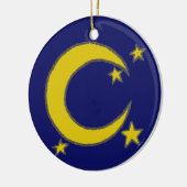 Yellow Crescent Moon Blue Night Sky Star Astronomi Keramik Ornament (Links)
