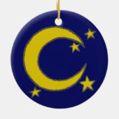 Yellow Crescent Moon Blue Night Sky Star Astronomi Keramik Ornament (Hinten)