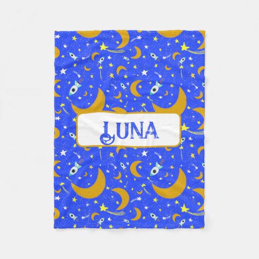 Yellow Crescent Moons schießen Star Space Rockets Fleecedecke (Vorderseite)