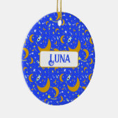 Yellow Crescent Moons schießen Star Space Rockets Keramik Ornament (Rechts)