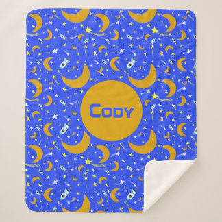 Yellow Crescent Moons schießen Star Space Rockets Sherpadecke