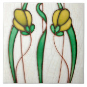 Yellow Crocus Wall Deco, Jugendstil Art Deco Fliese (Vorderseite)