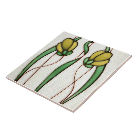 Yellow Crocus Wall Deco, Jugendstil Art Deco Fliese (Seite)