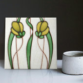 Yellow Crocus Wall Deco, Jugendstil Art Deco Fliese