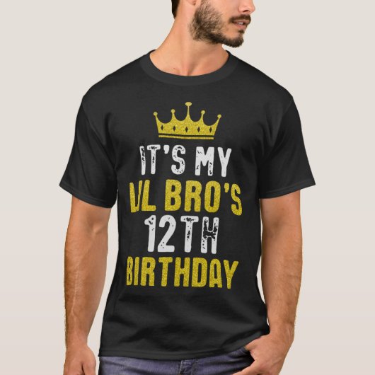 Yellow Crown 12th Bday For Brother From Sister Bro T-Shirt (Vorderseite)