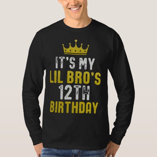 Yellow Crown 12th Bday For Brother From Sister Bro T-Shirt (Vorderseite)