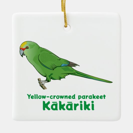 Yellow Crowned Kakariki Keramikornament (Vorderseite)