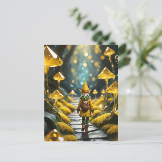 Yellow Crystal Elf Postkarte (Stehend Vorderseite)