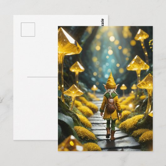 Yellow Crystal Elf Postkarte (Vorne/Hinten)