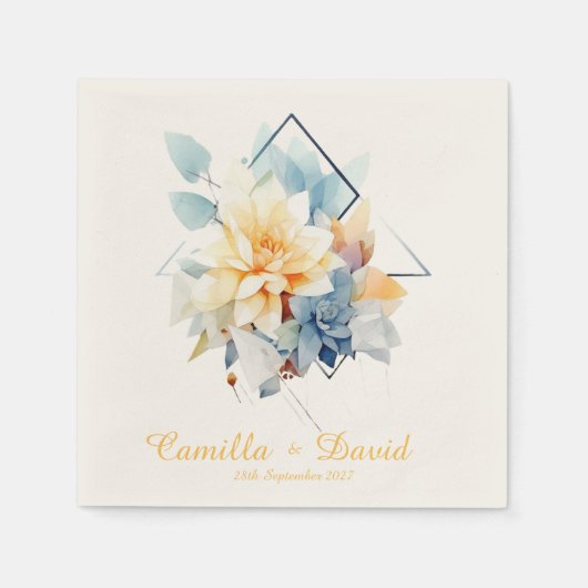 Yellow Cub-Flower: Personalized Wedding Napkins Serviette (Vorderseite)