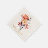 Yellow Cubes&Flowers: Personalized Wedding Napkins Serviette (Ecke)